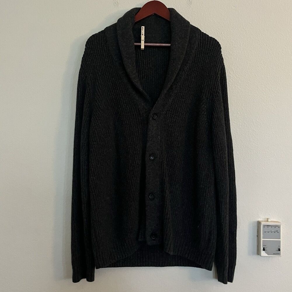Marine Layer Inverness Sweater Cardigan Charcoal Men's Size XL